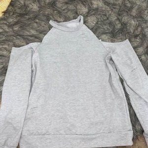 Gray cold shoulder top